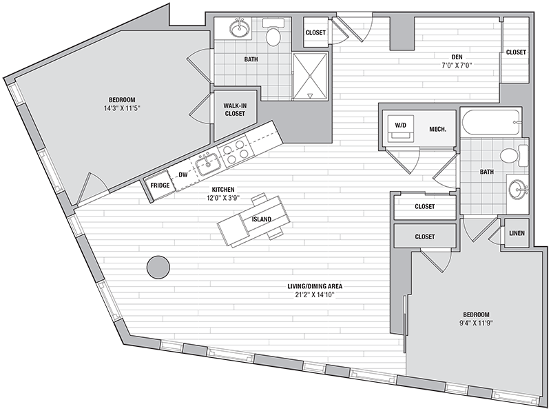 2 Bed 2 Bath Den RR floor plan