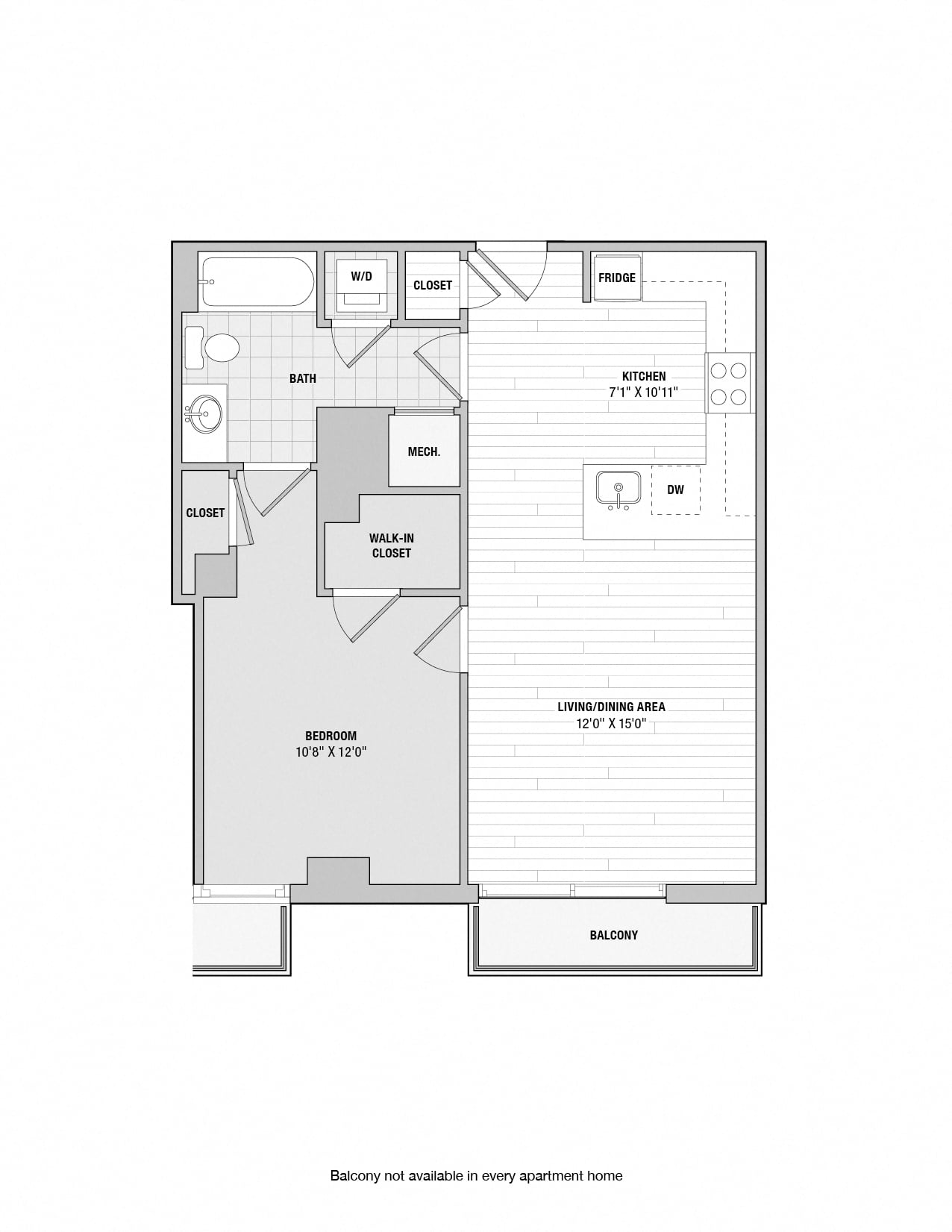1 Bed 1 Bath A floor plan