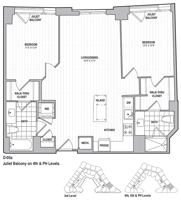2 Bed 2 Bath 1057 floor plan