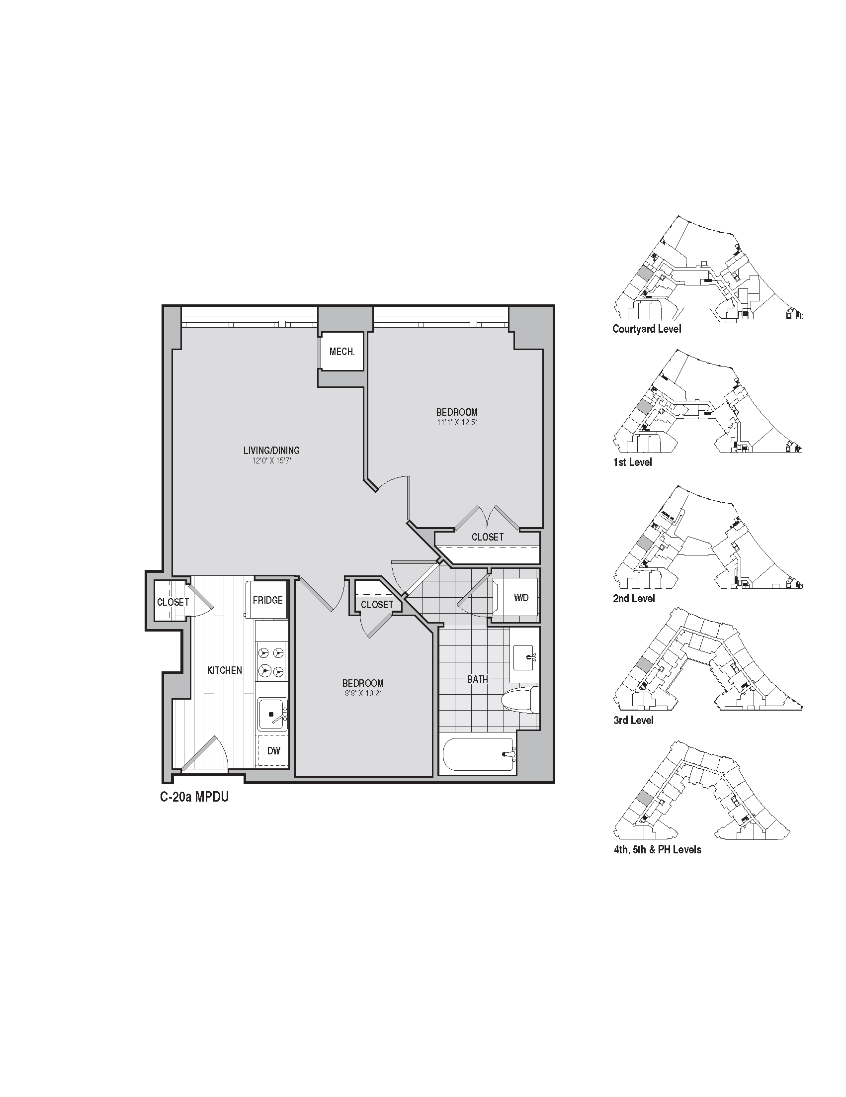 2 Bed 1 Bath Aff 696 B floor plan