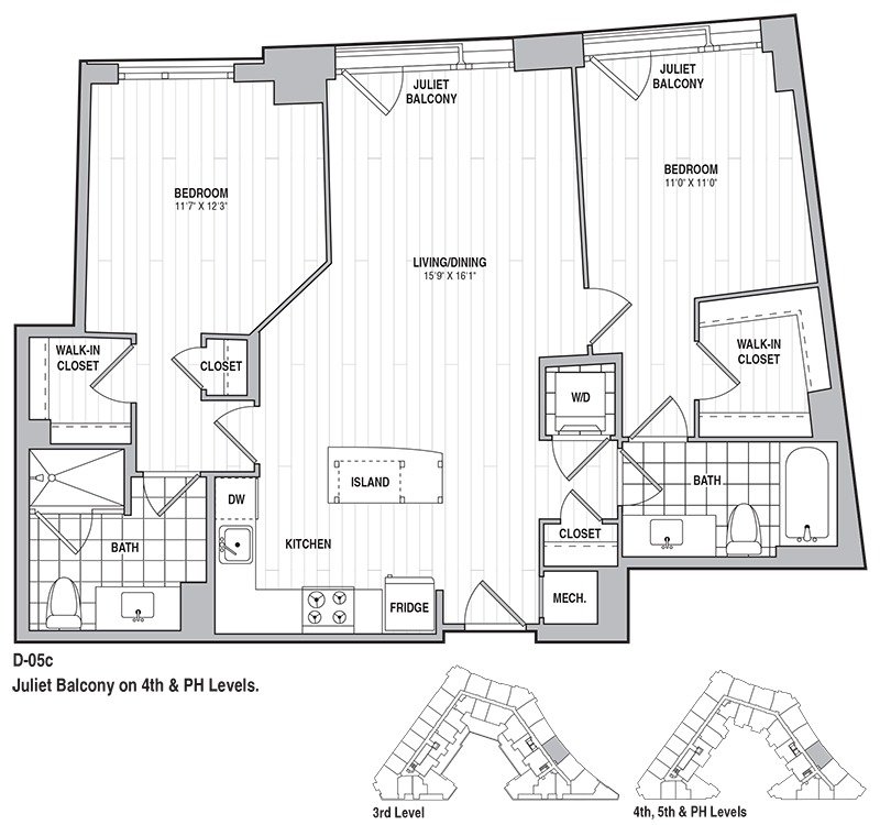 2 Bed 2 Bath 1025 floor plan