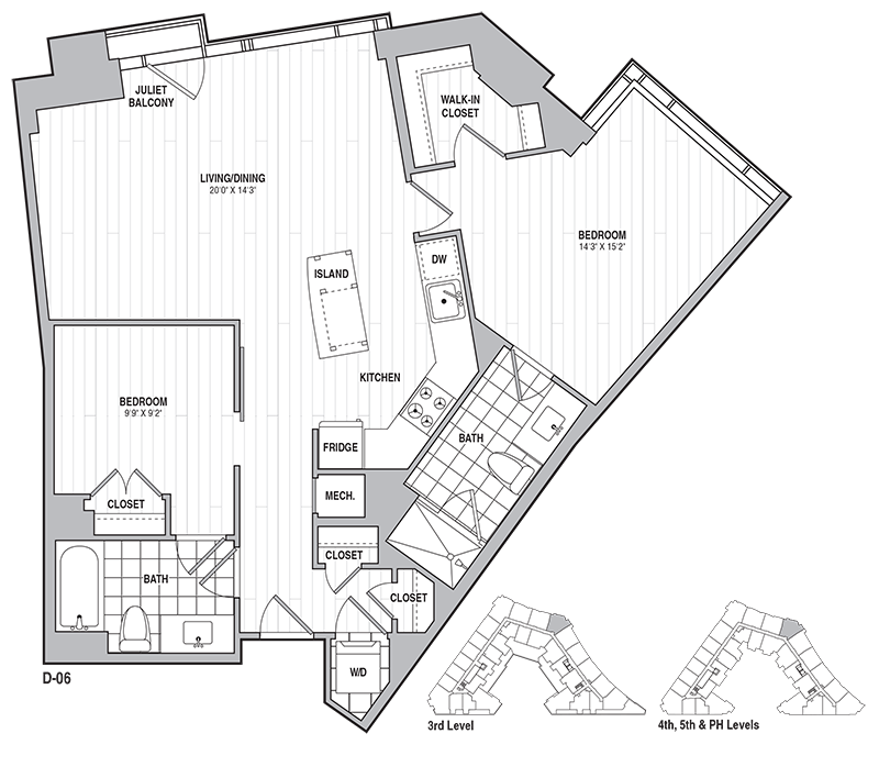 2 Bed 2 Bath 1047 floor plan