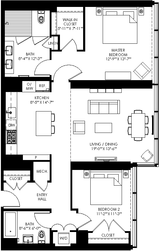 2 Bed/2 Bath-b04a floor plan