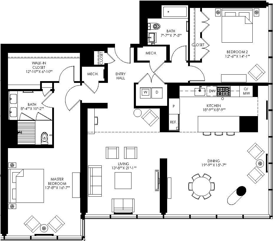 2 Bed/2 Bath-b11 floor plan