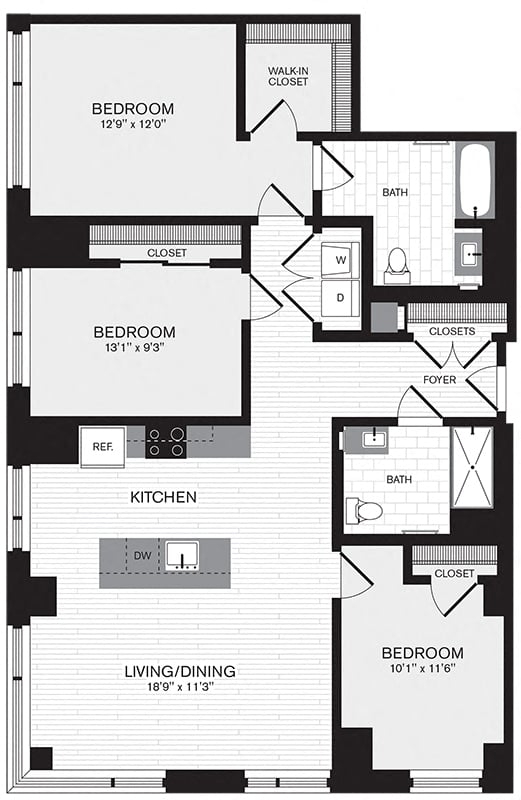 3 Bed/2 Bath floor plan