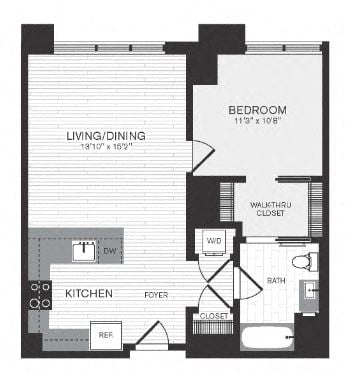 1 Bed/1 Bath floor plan