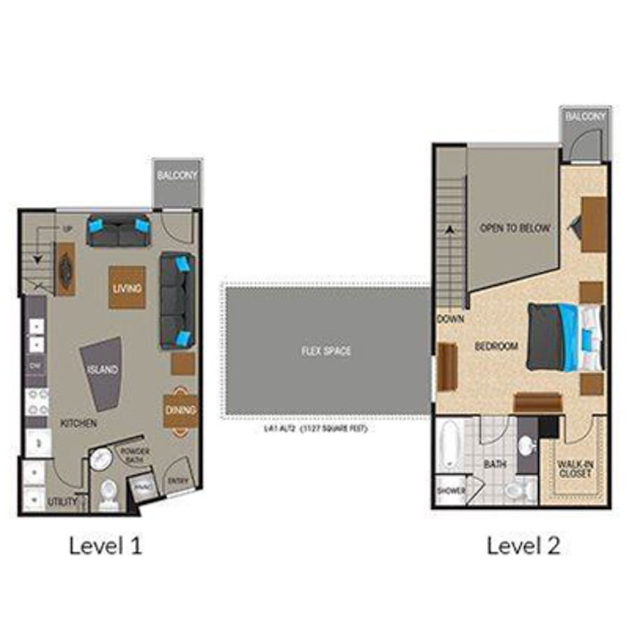 LA1 - 1 Bedroom floor plan