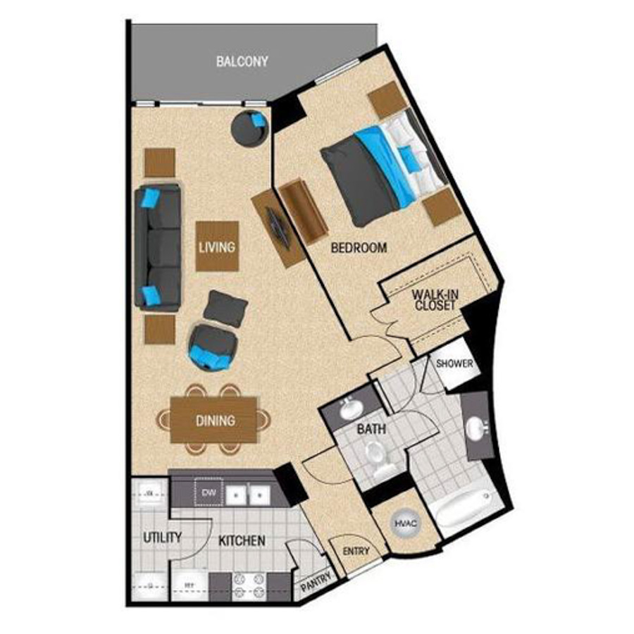 TA1 - 1 Bedroom floor plan