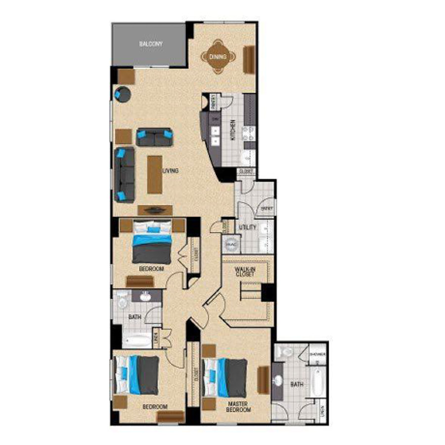 TC1.1 - 3 Bedroom floor plan