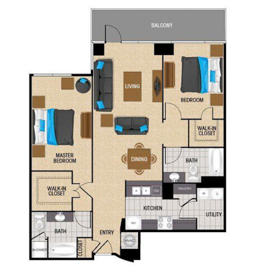 TB1 - 2 Bedroom floor plan