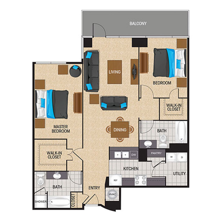 TB3 - 2 Bedroom floor plan