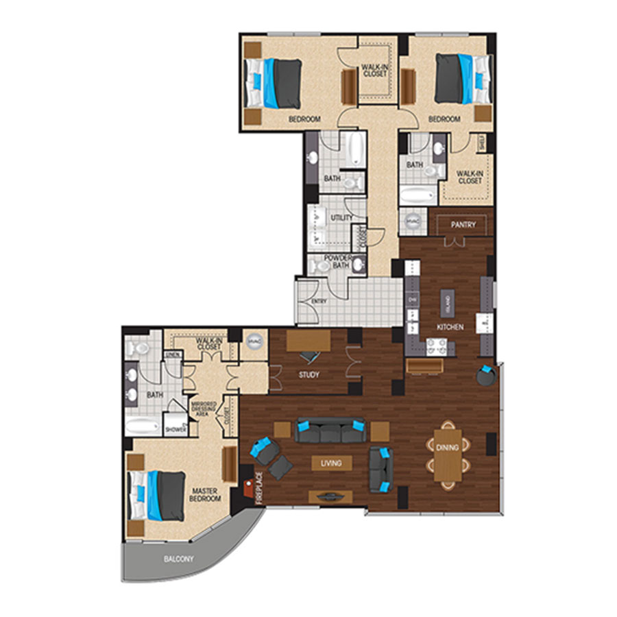 LB1.3 - 2 Bedroom floor plan