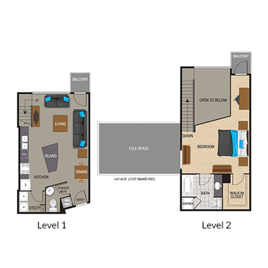 LA1R - 1 Bedroom floor plan
