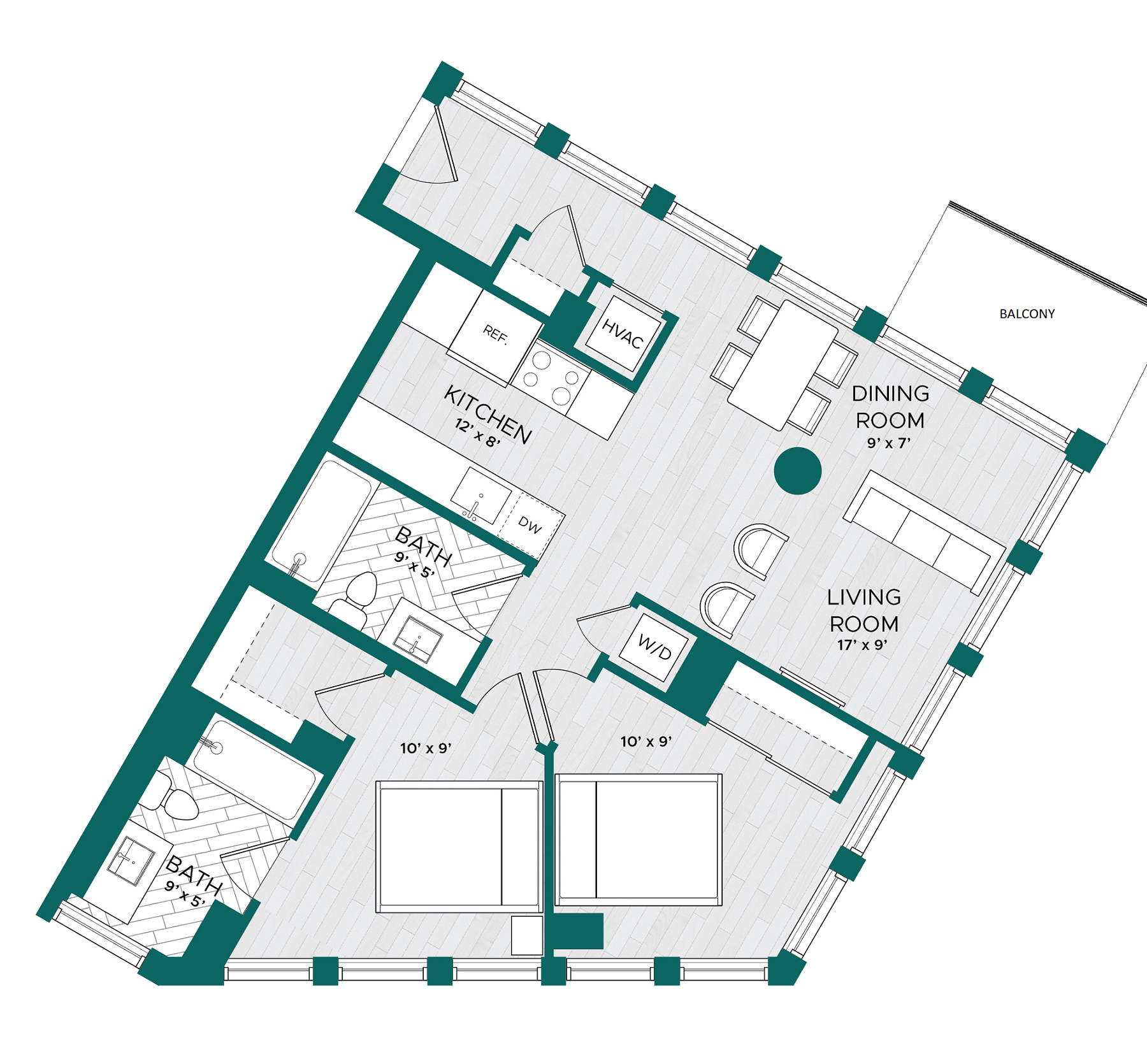 2 Bed 2 Bath-E4 floor plan