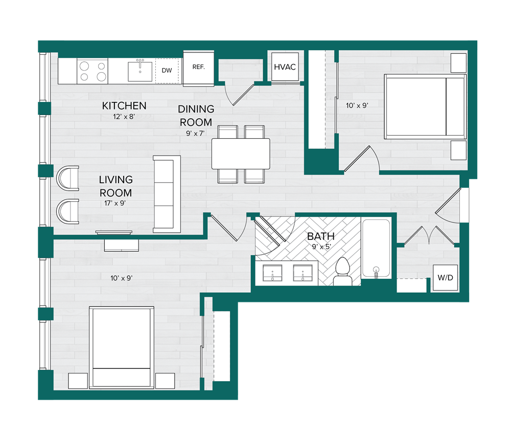 1 Bed 1 Bath Den-D8.2 floor plan