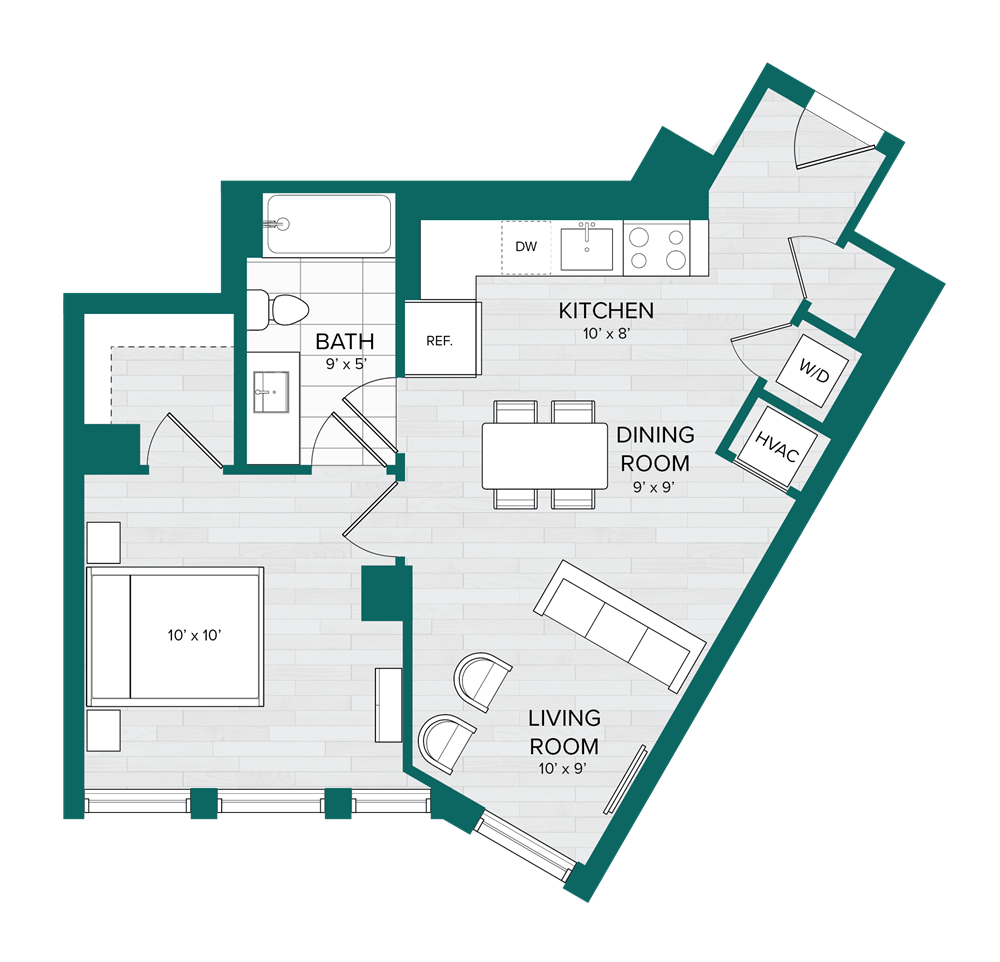 1 Bed 1 Bath-C3 floor plan