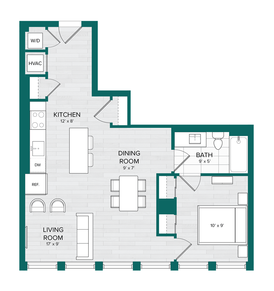 1 Bed 1 Bath-C4 floor plan