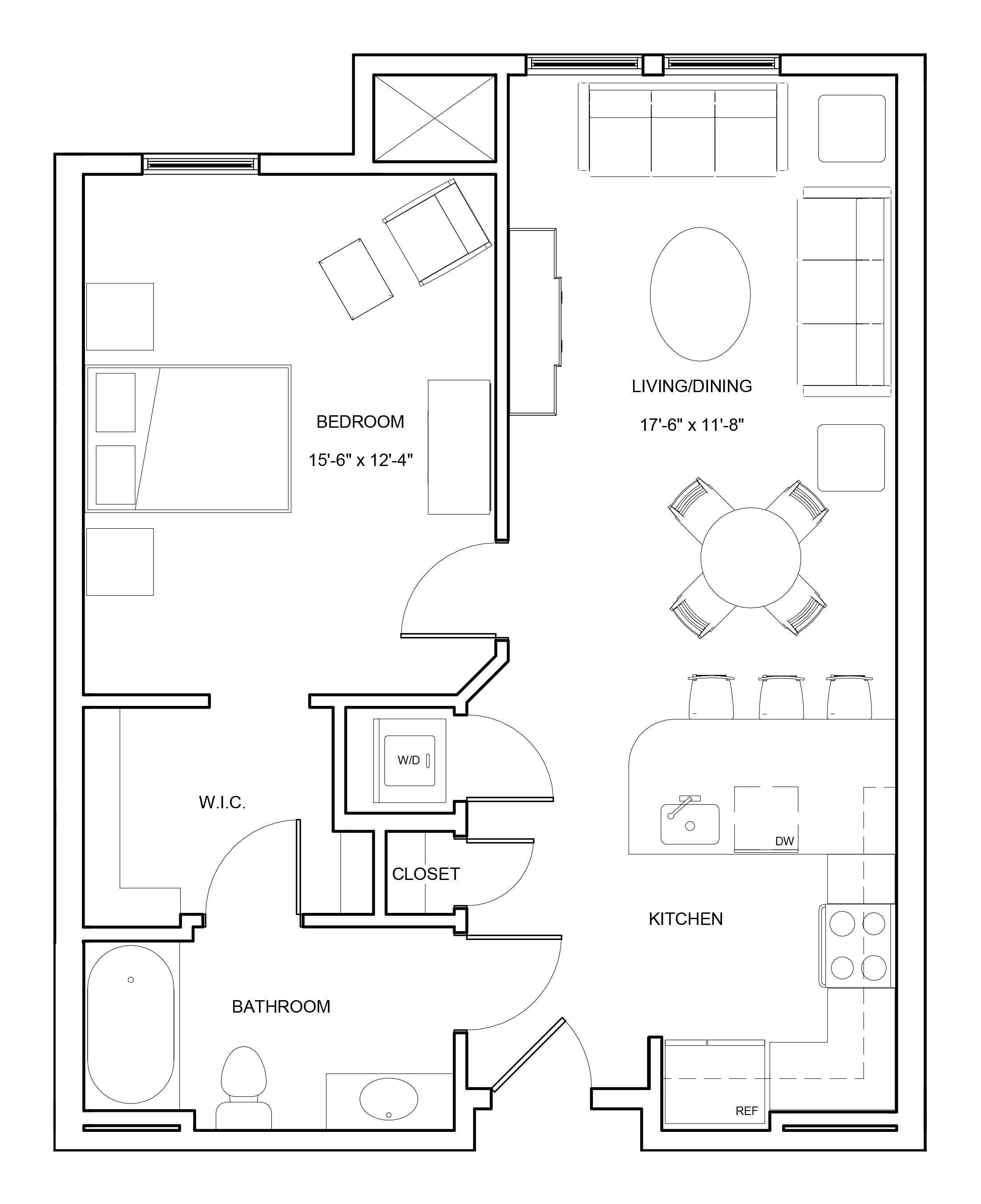 1 Bed/1 Bath-A1-Fairlee floor plan