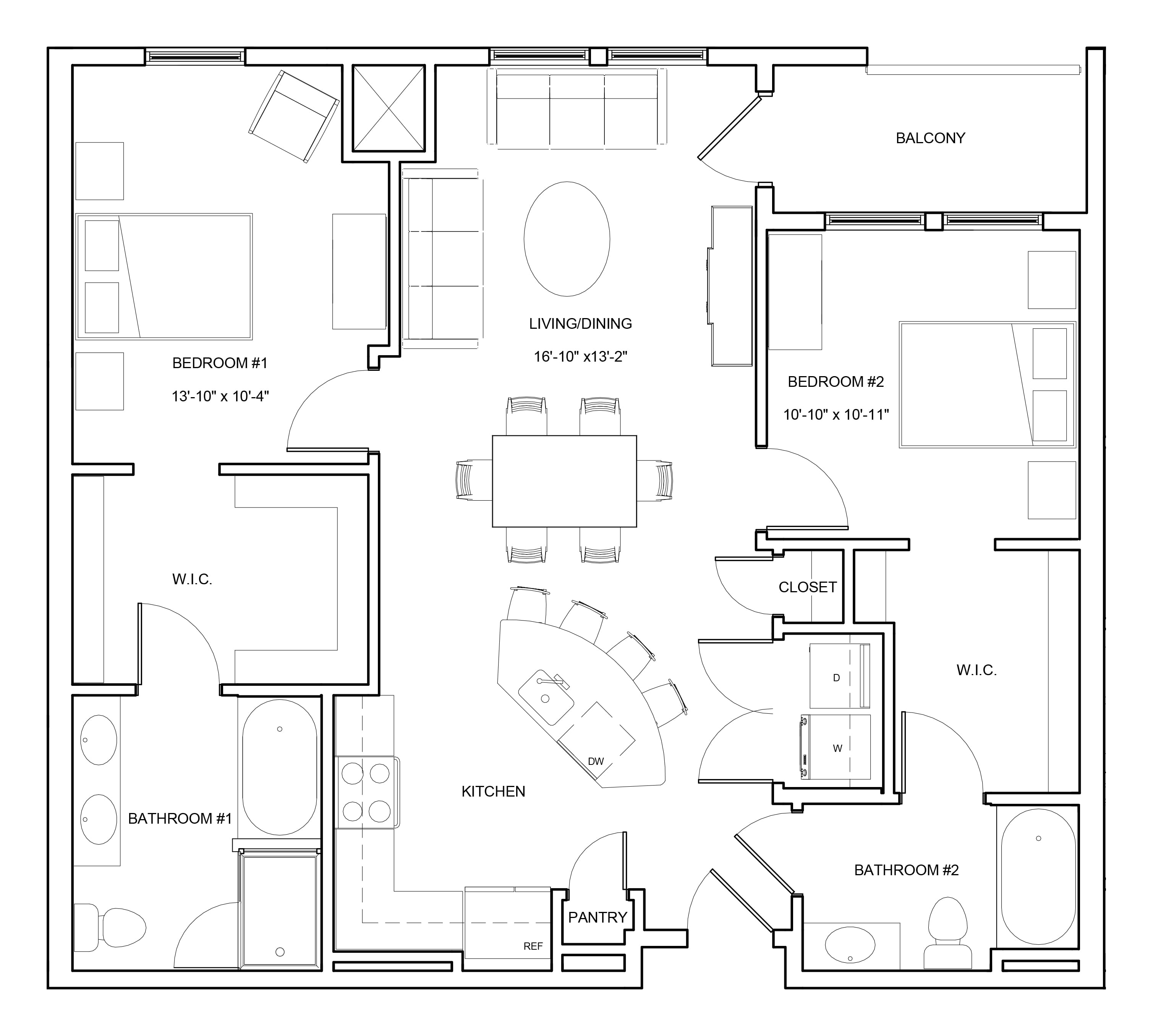 2 Bed/2 Bath-B2-B-Mariner floor plan