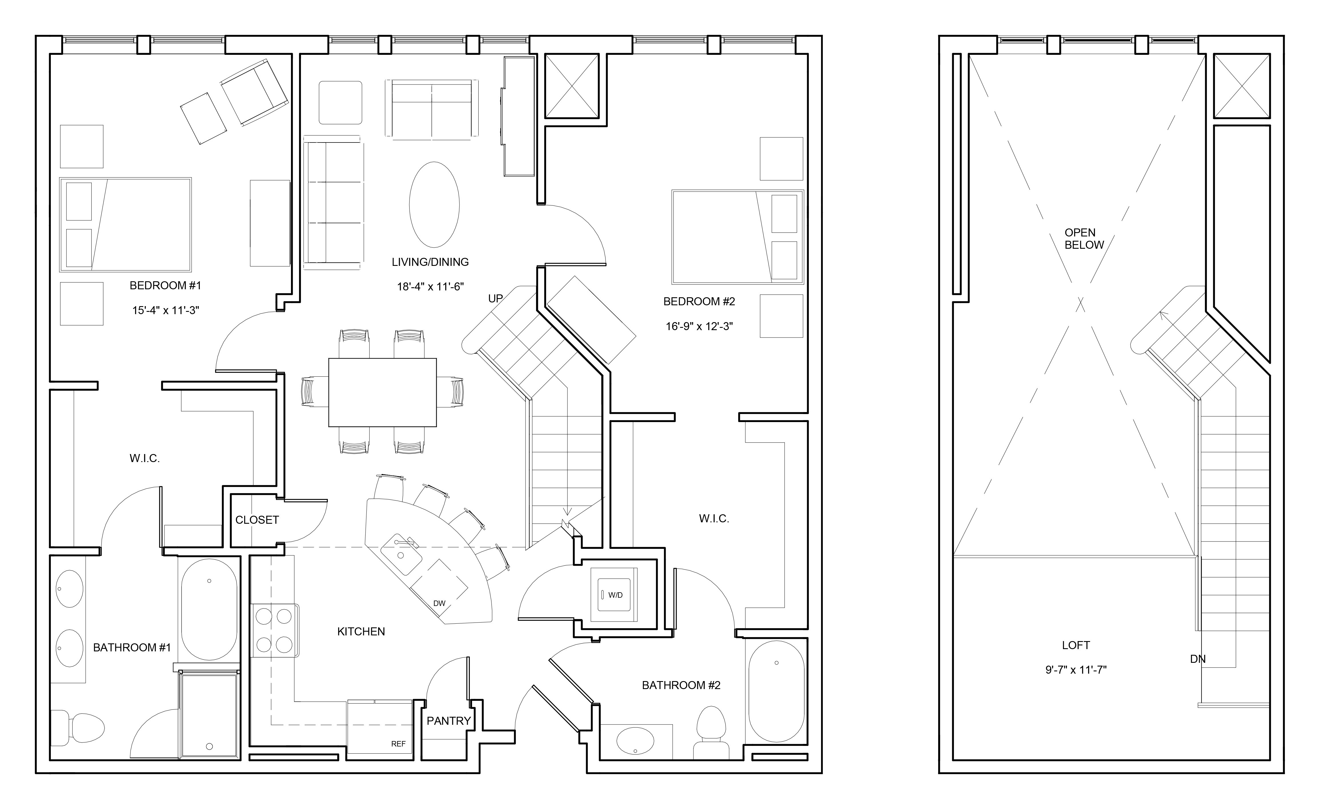 2 Bed/2 Bath Loft-B2-L-Rock Hall floor plan