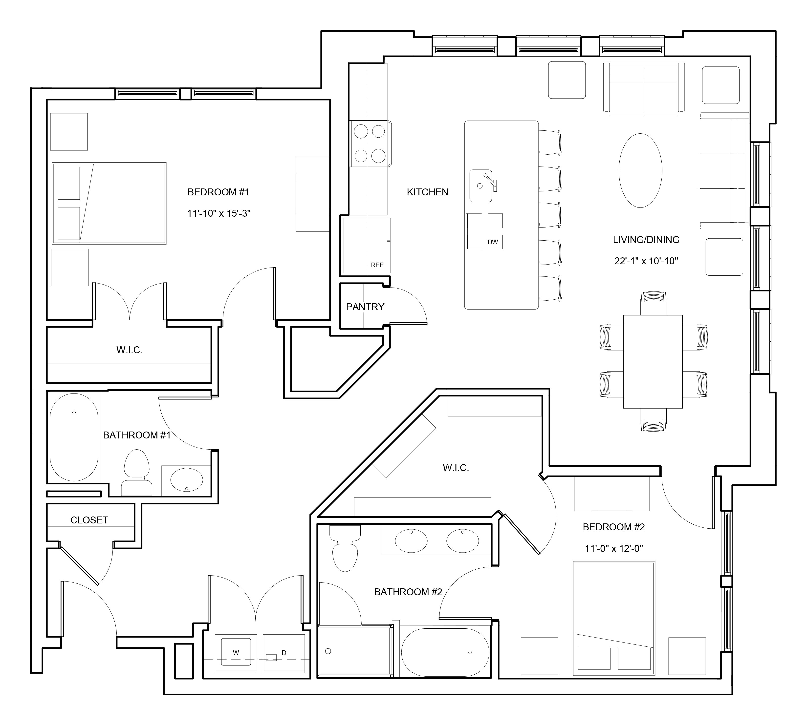 2 Bed/2 Bath-B4-Dundee floor plan