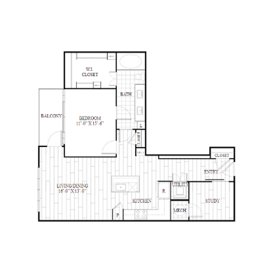 1X floor plan