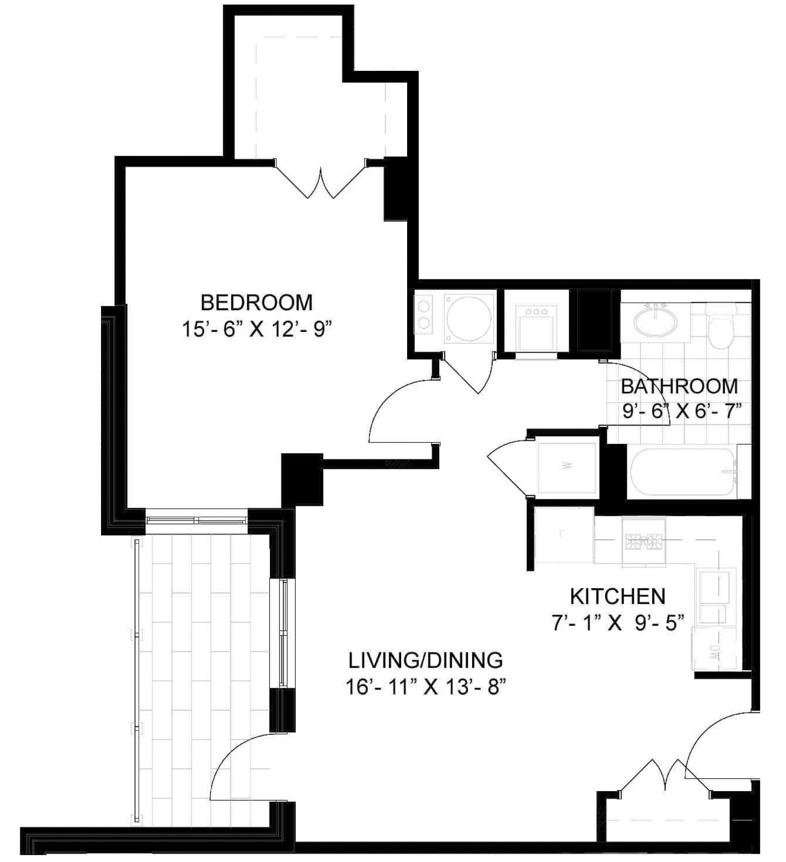 1 Bed/1 Bath-A09 floor plan