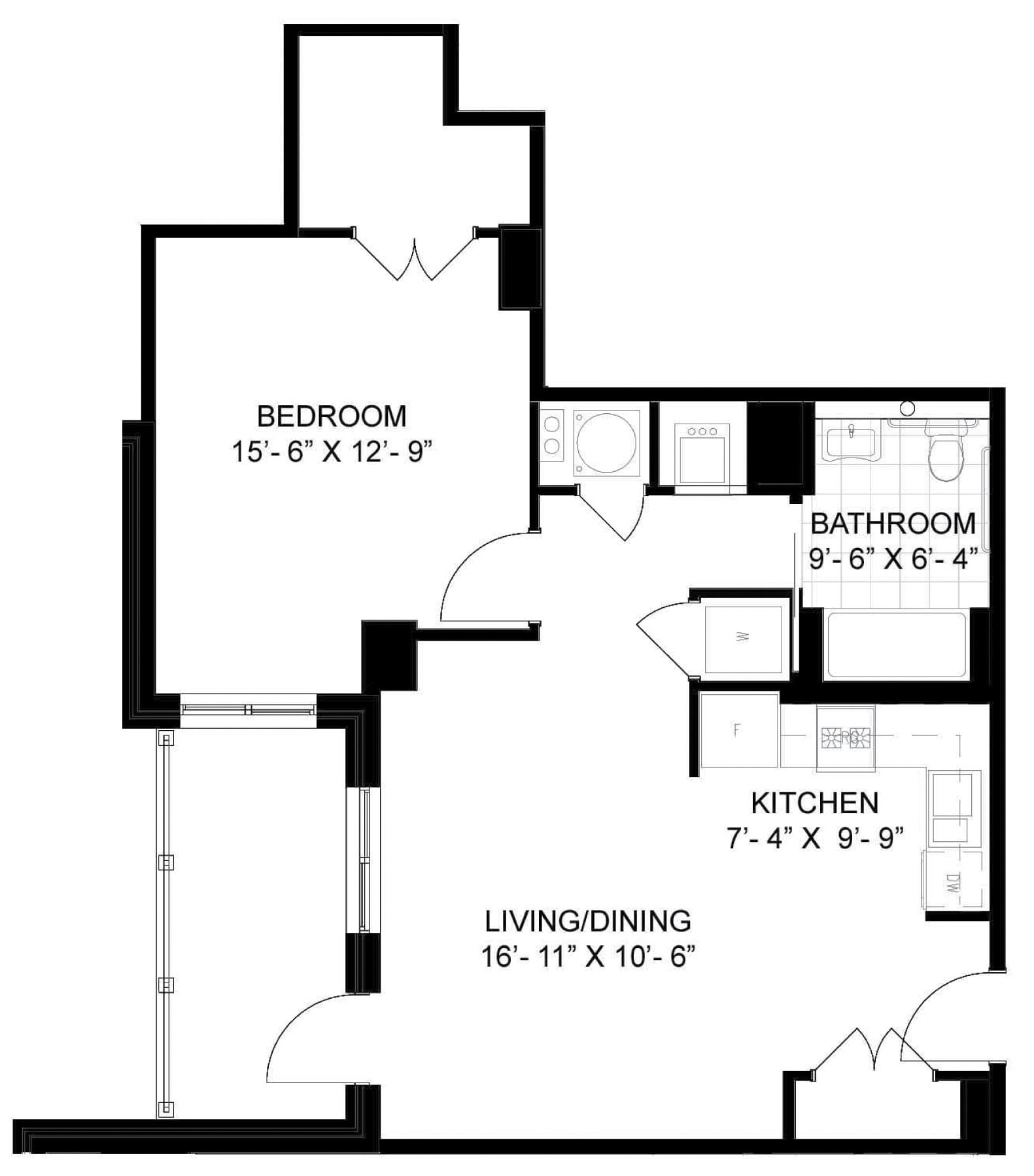 1 Bed/1 Bath-A09b floor plan