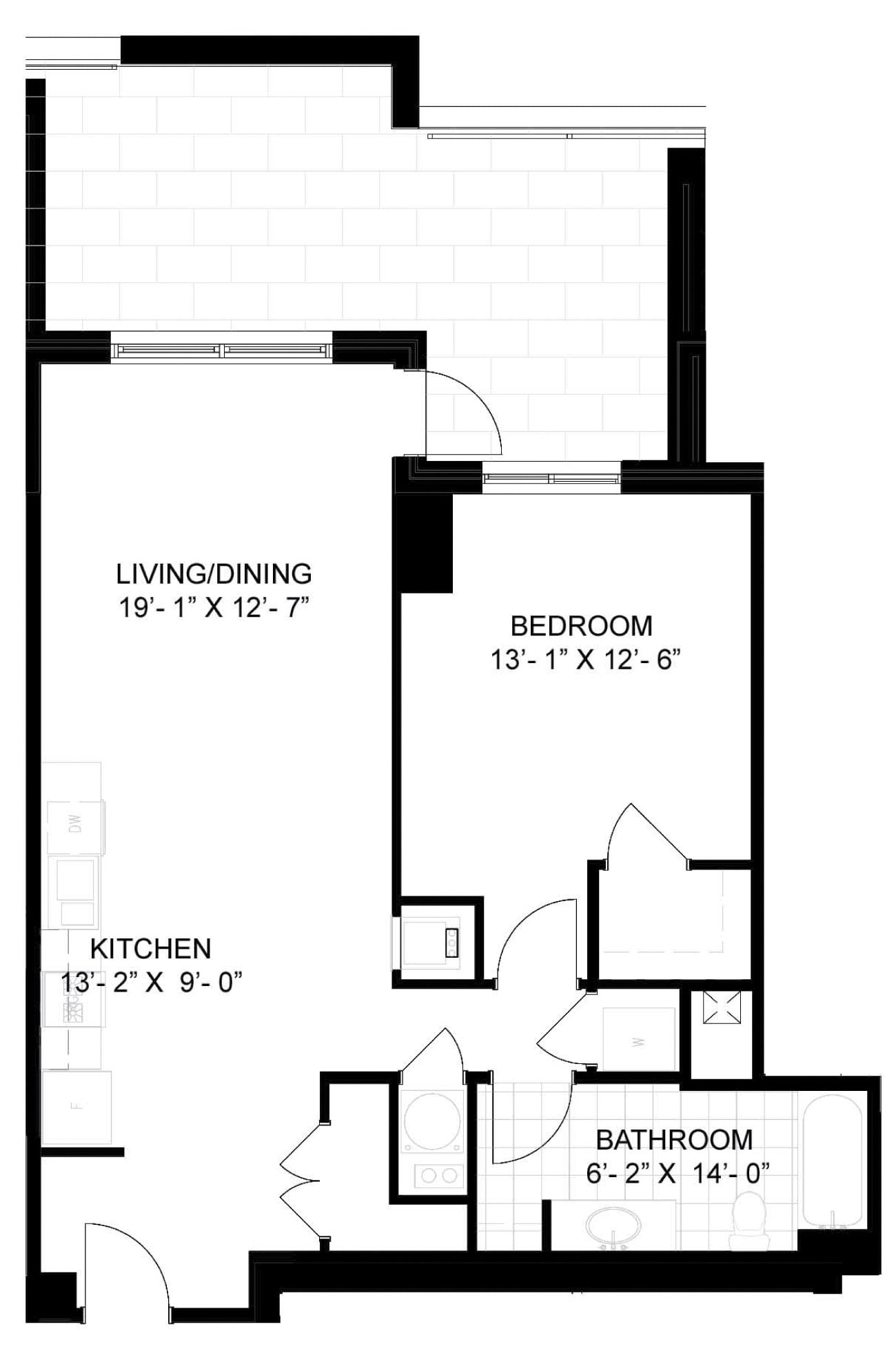 1 Bed/1 Bath-A03 floor plan
