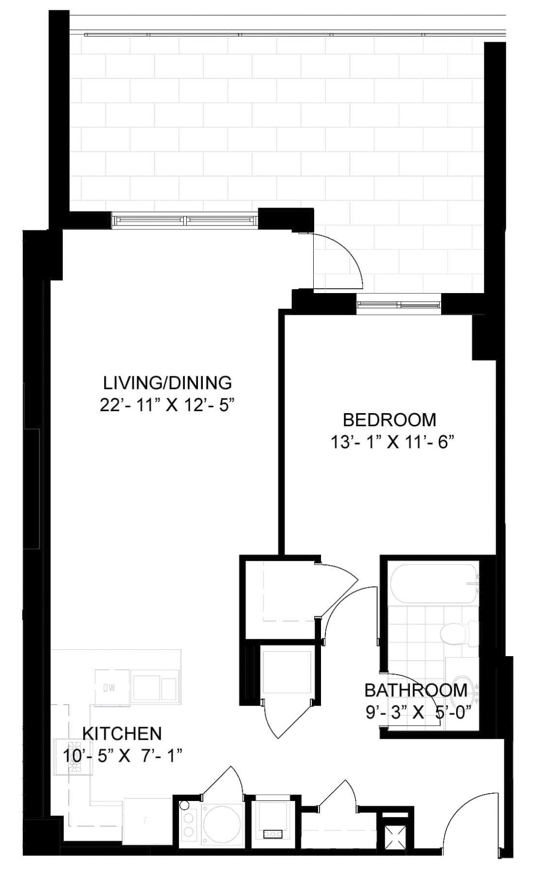 1 Bed/1 Bath-A04 floor plan