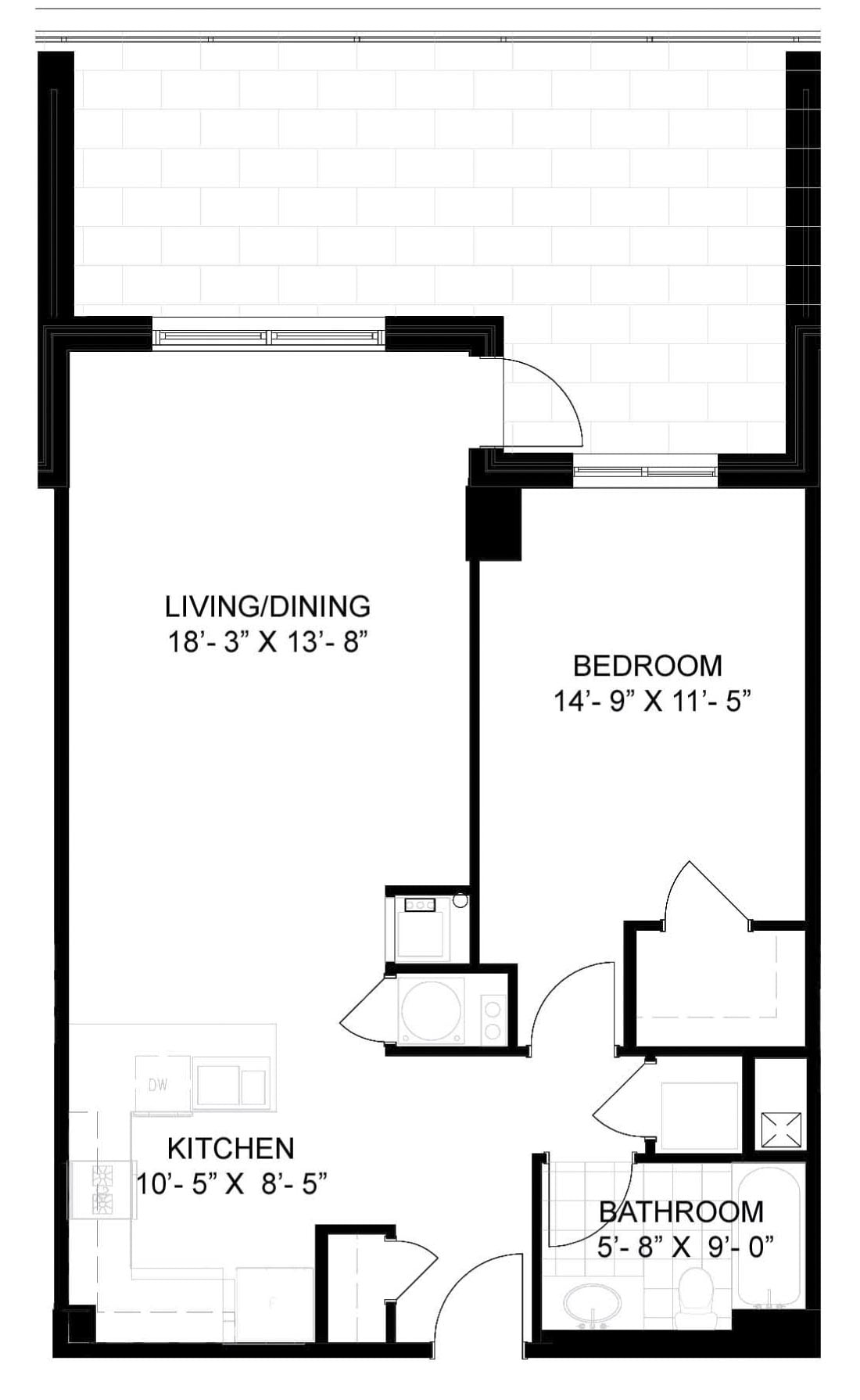1 Bed/1 Bath-A02 floor plan