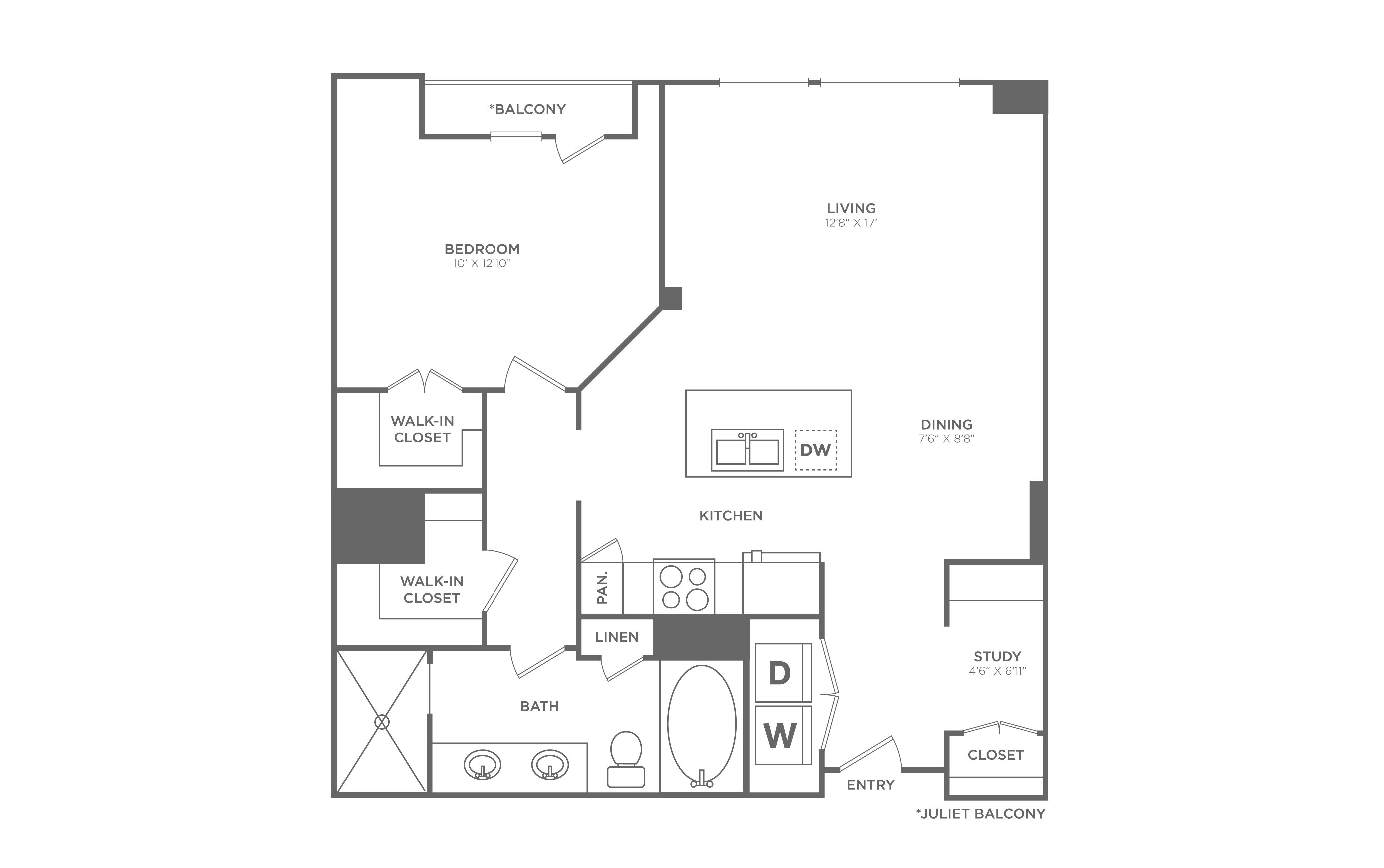 1 Bed/1 Bath - A19 floor plan