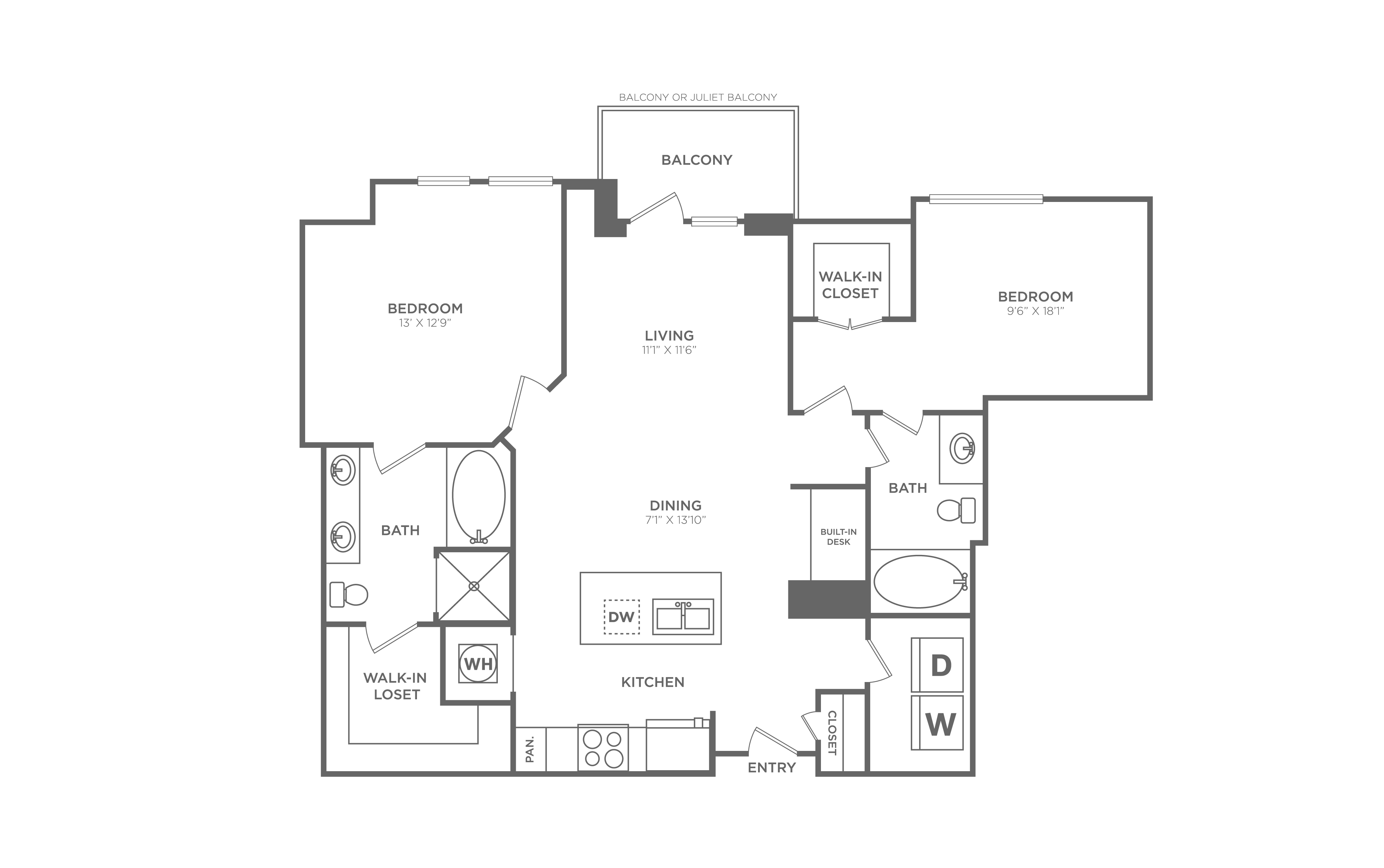 2 Bed/2 Bath - B8 floor plan