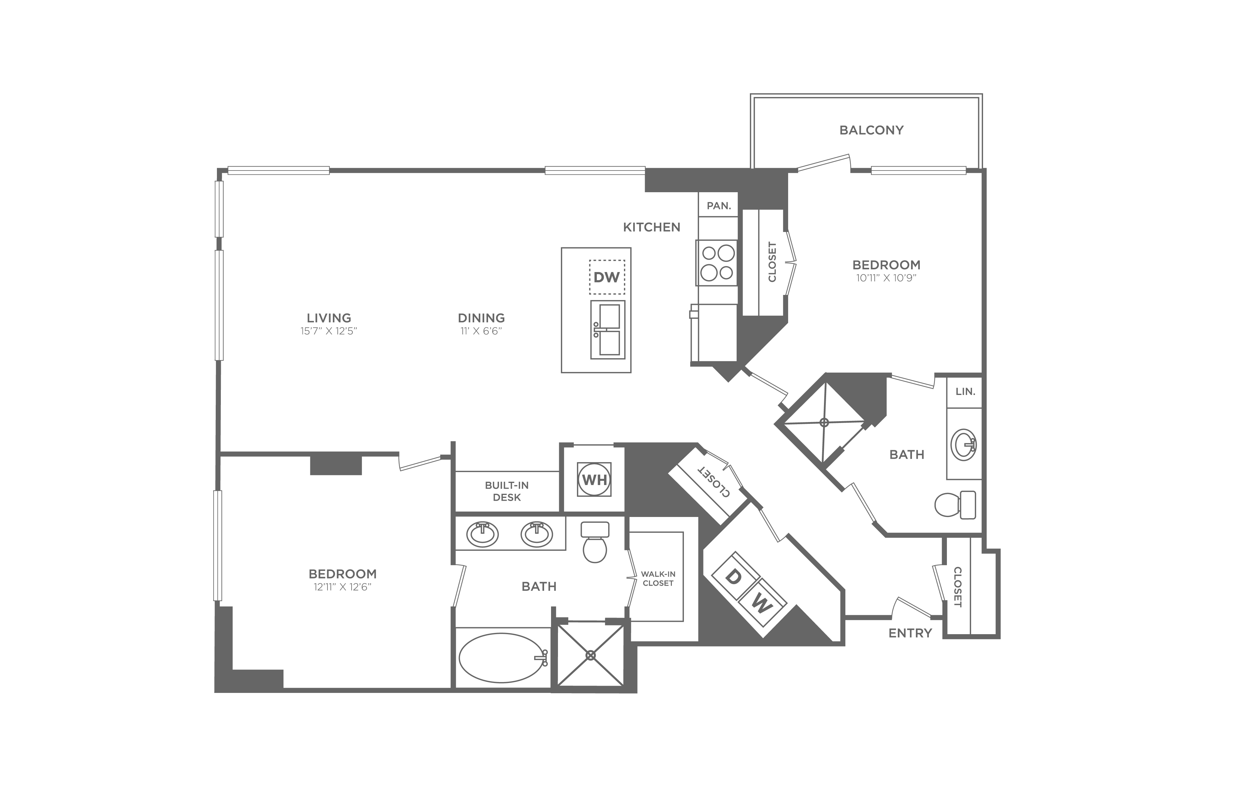 2 Bed/2 Bath - B12 floor plan