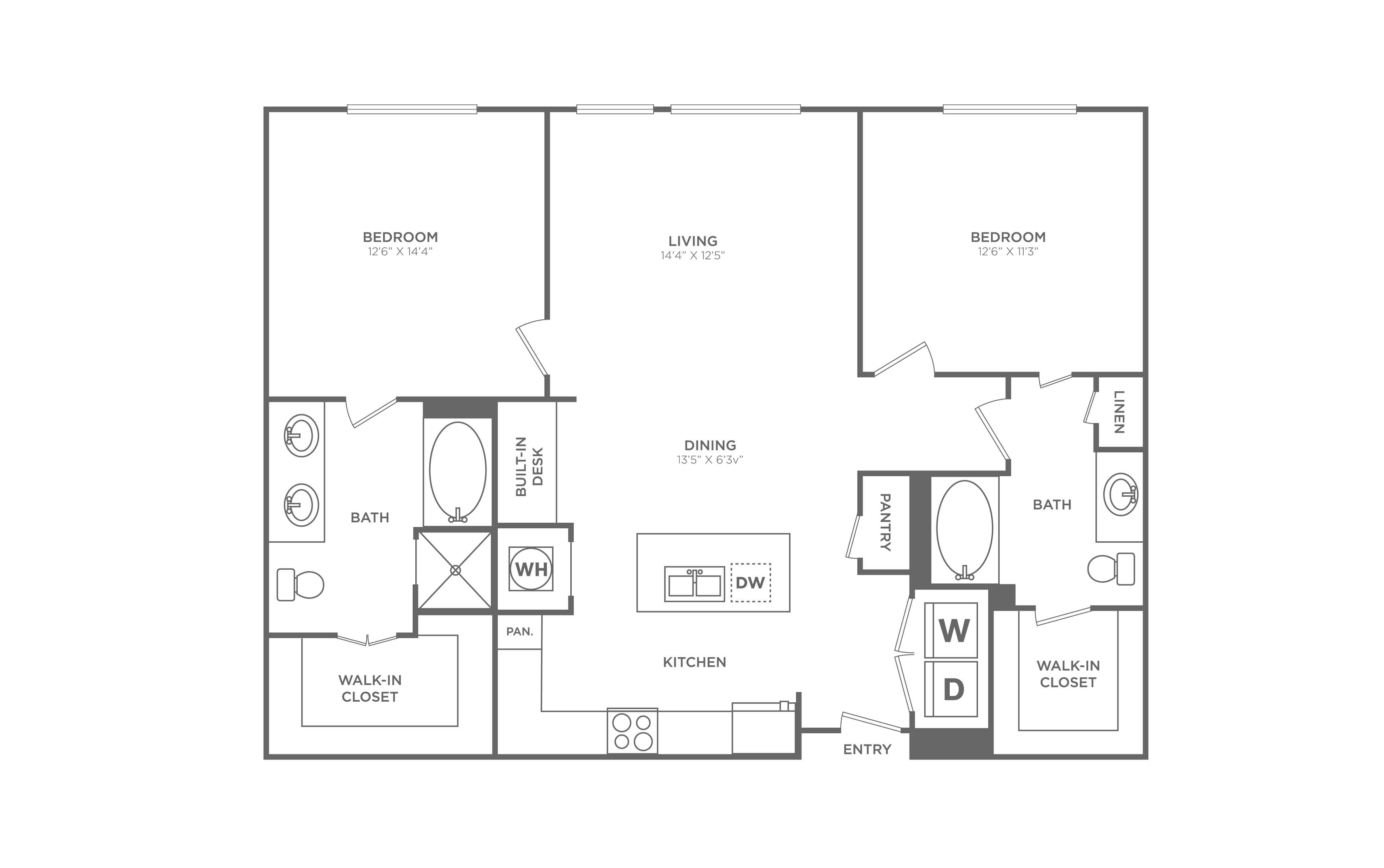 2 Bed/2 Bath - B10 floor plan