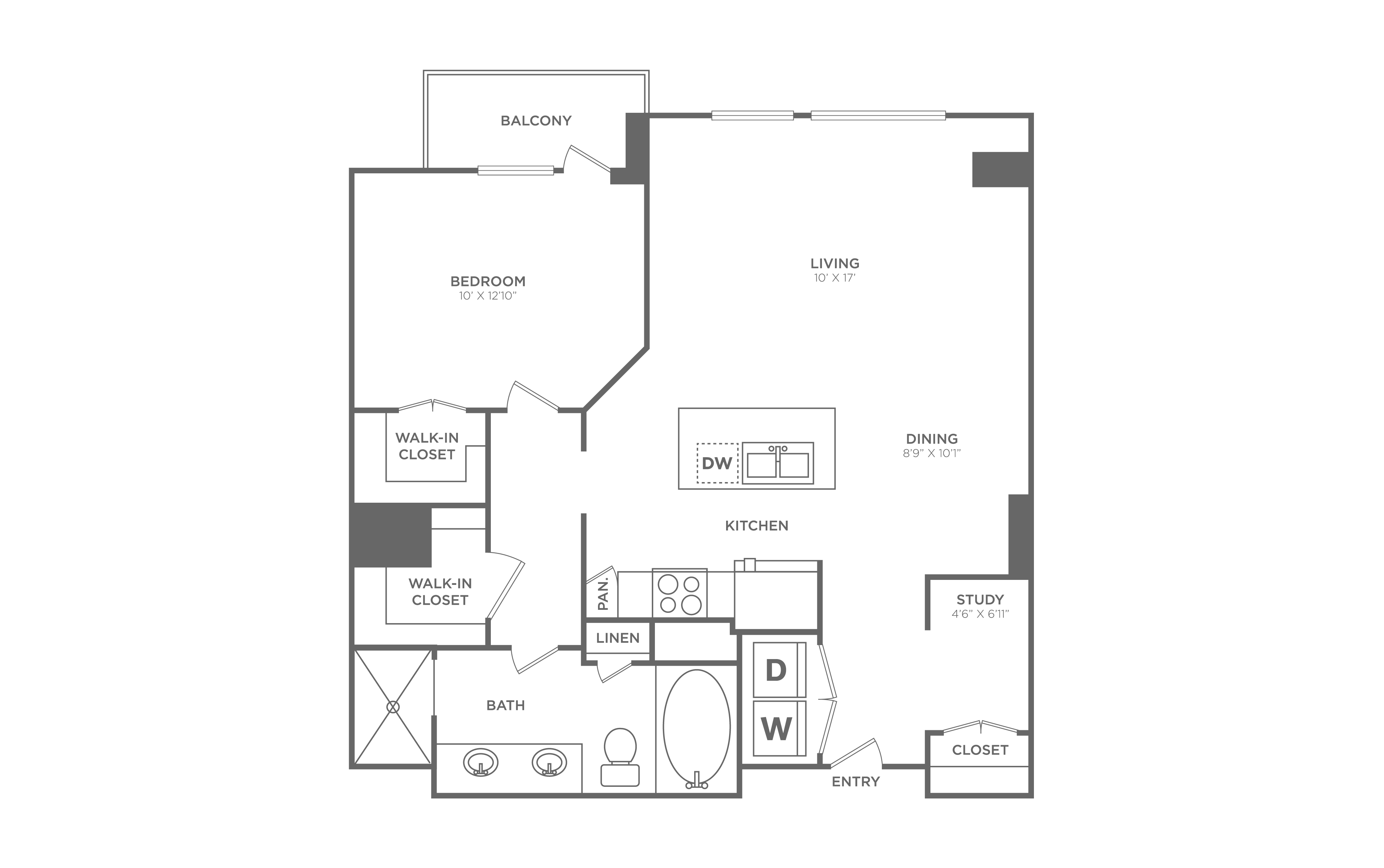 1 Bed/1 Bath - A18 floor plan
