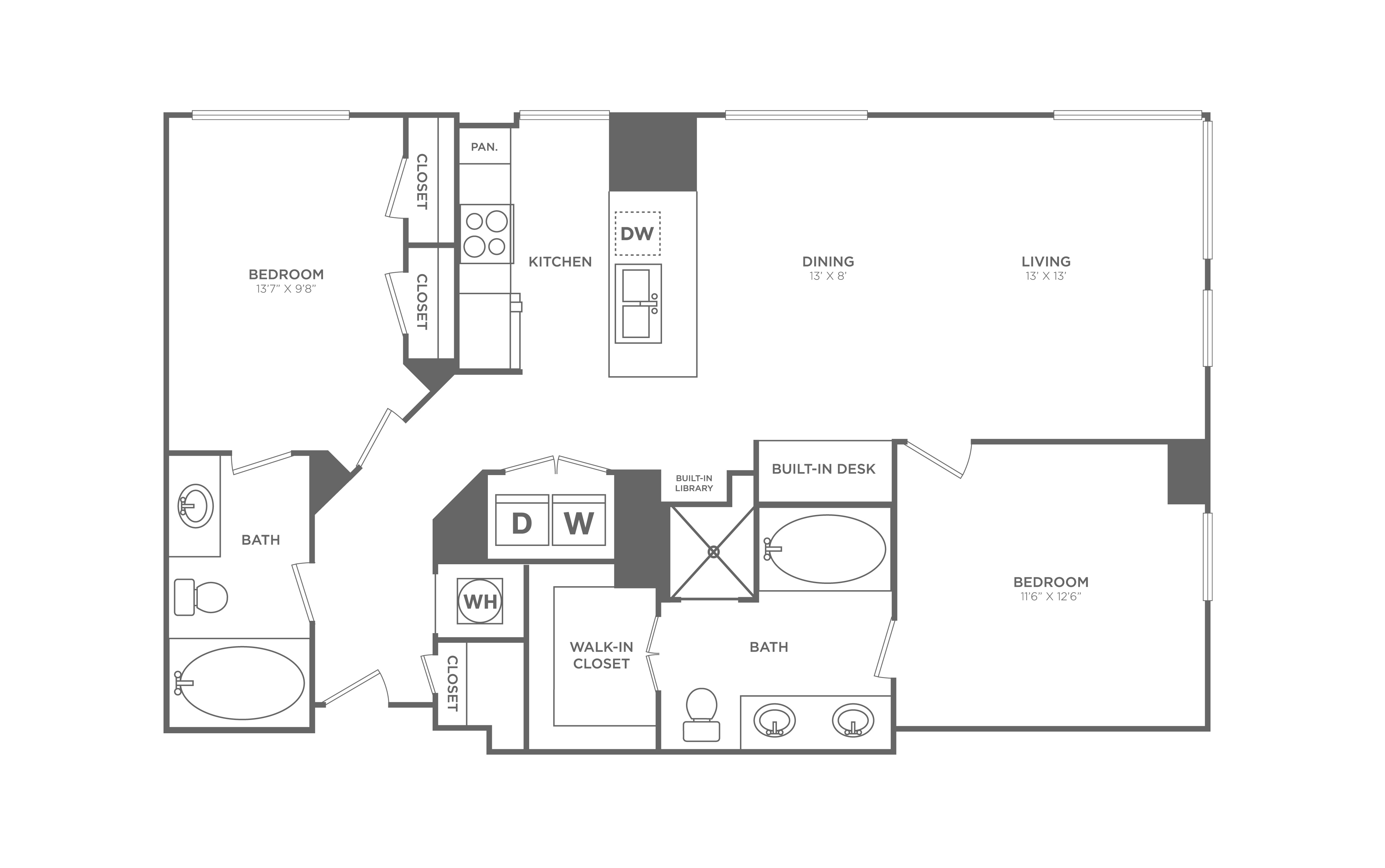 2 Bed/2 Bath - B9 floor plan