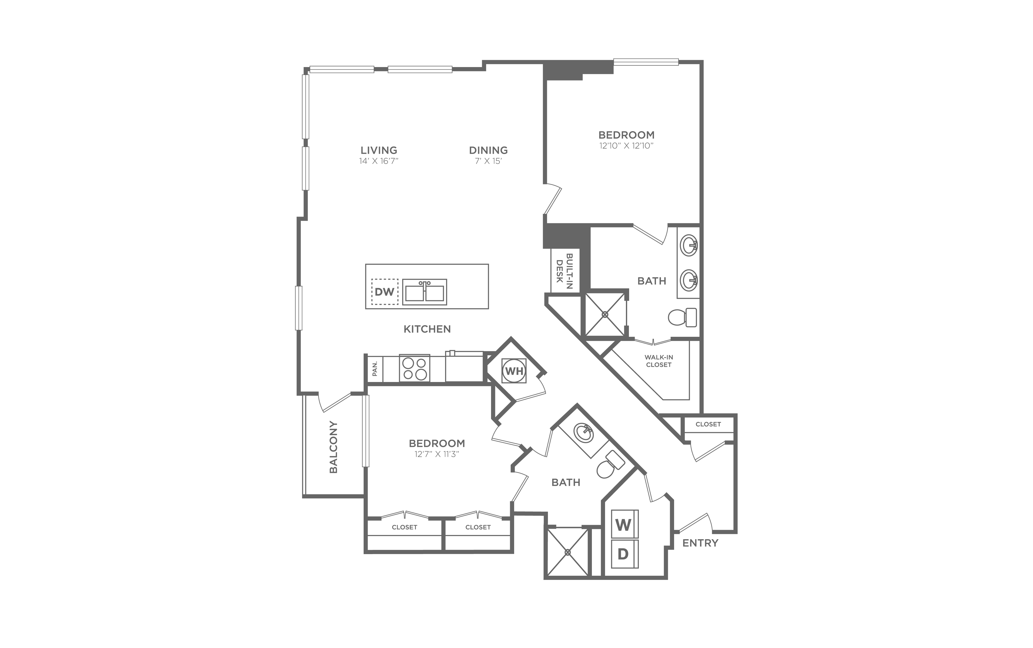 2 Bed/2 Bath - B16 floor plan