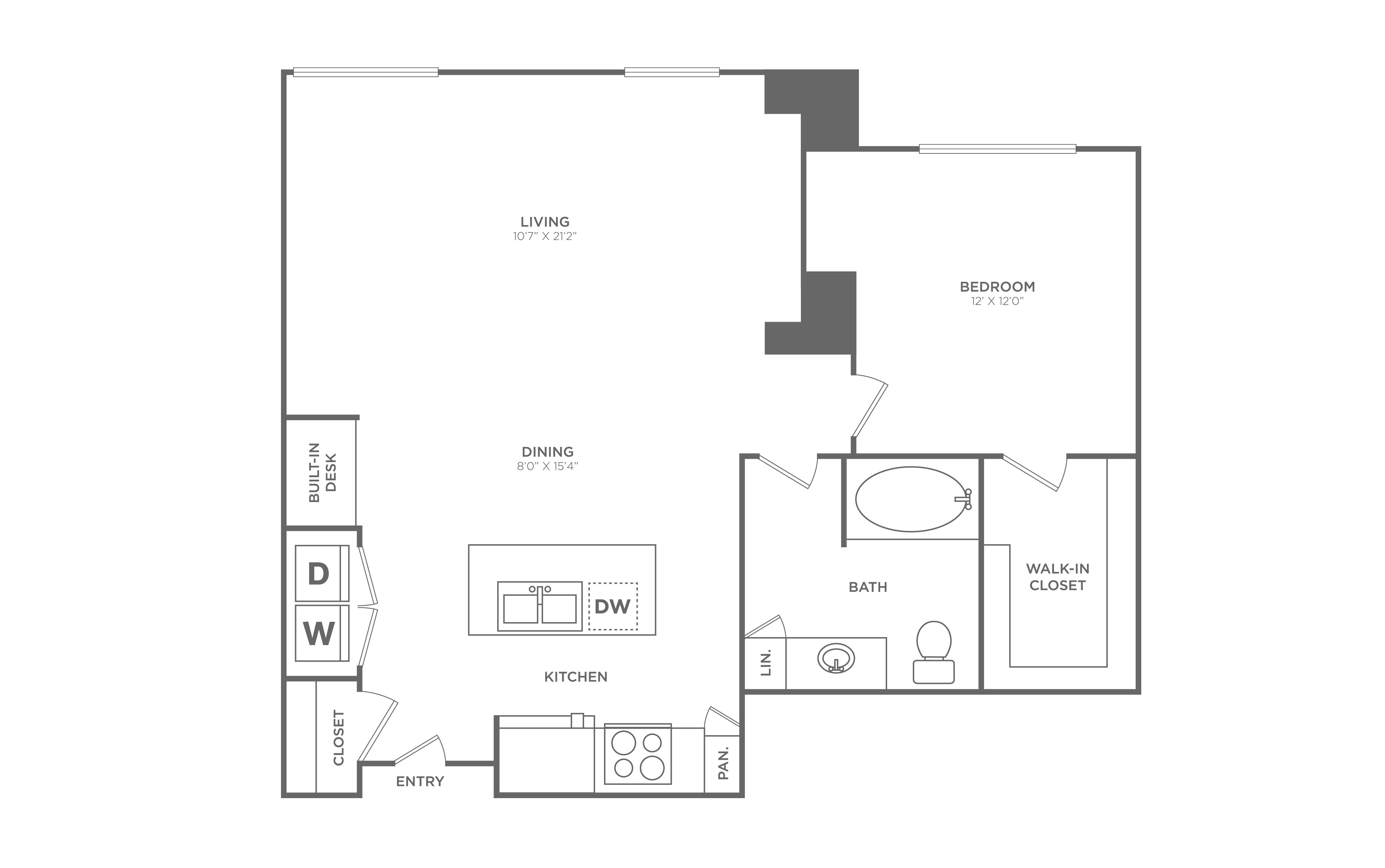 1 Bed/1 Bath - A20 floor plan