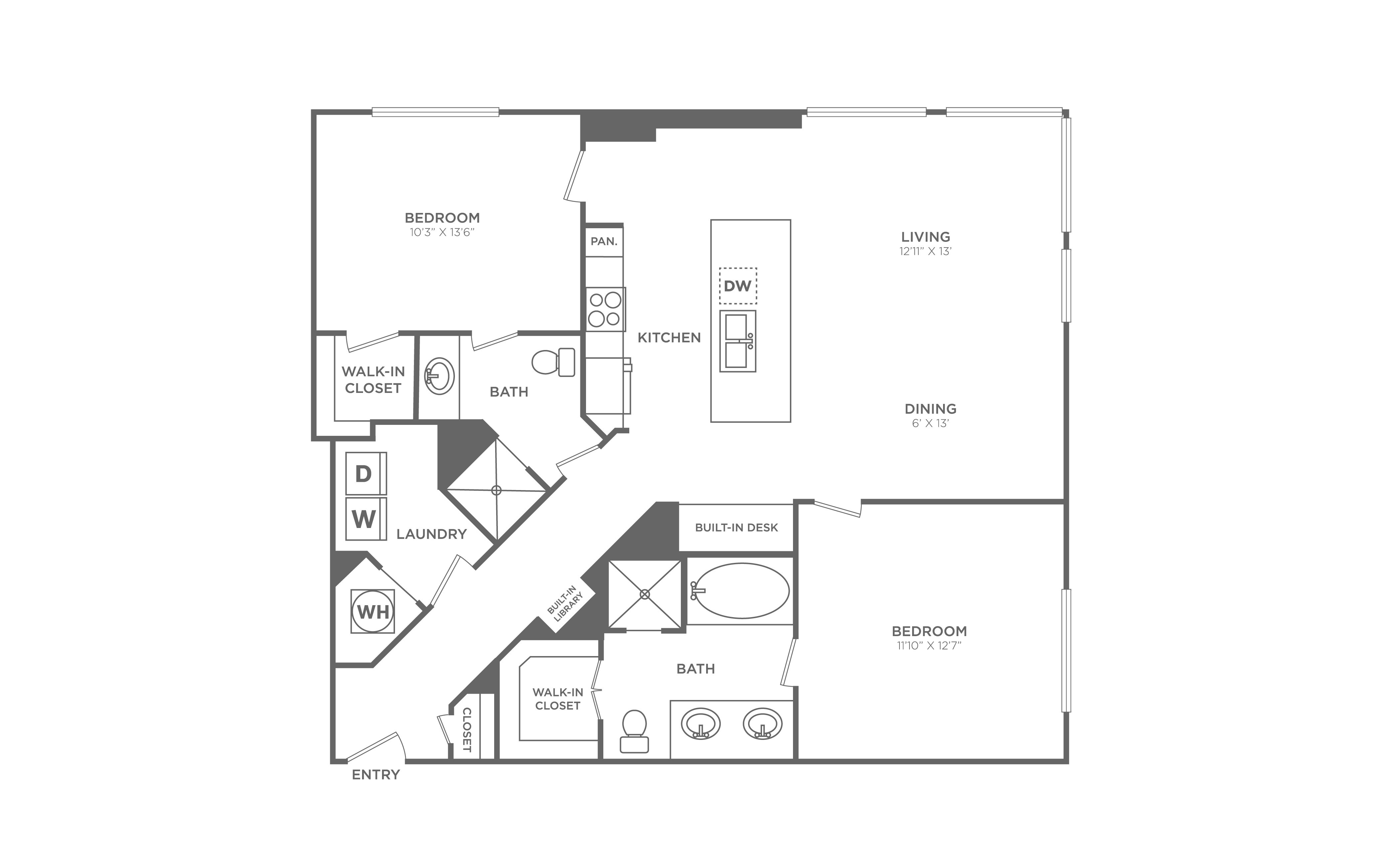 2 Bed/2 Bath - B11 floor plan