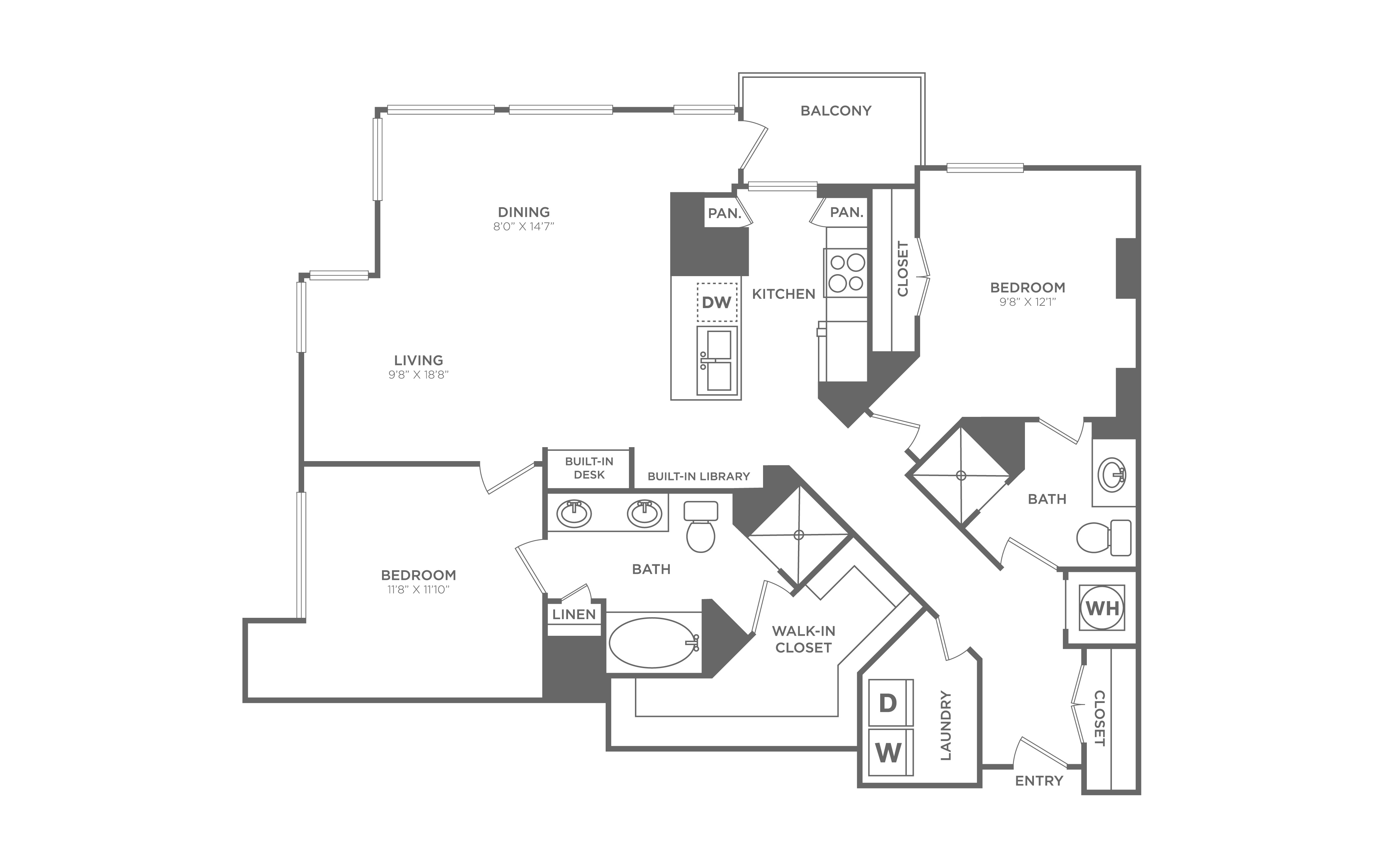 2 Bed/2 Bath - B15 floor plan
