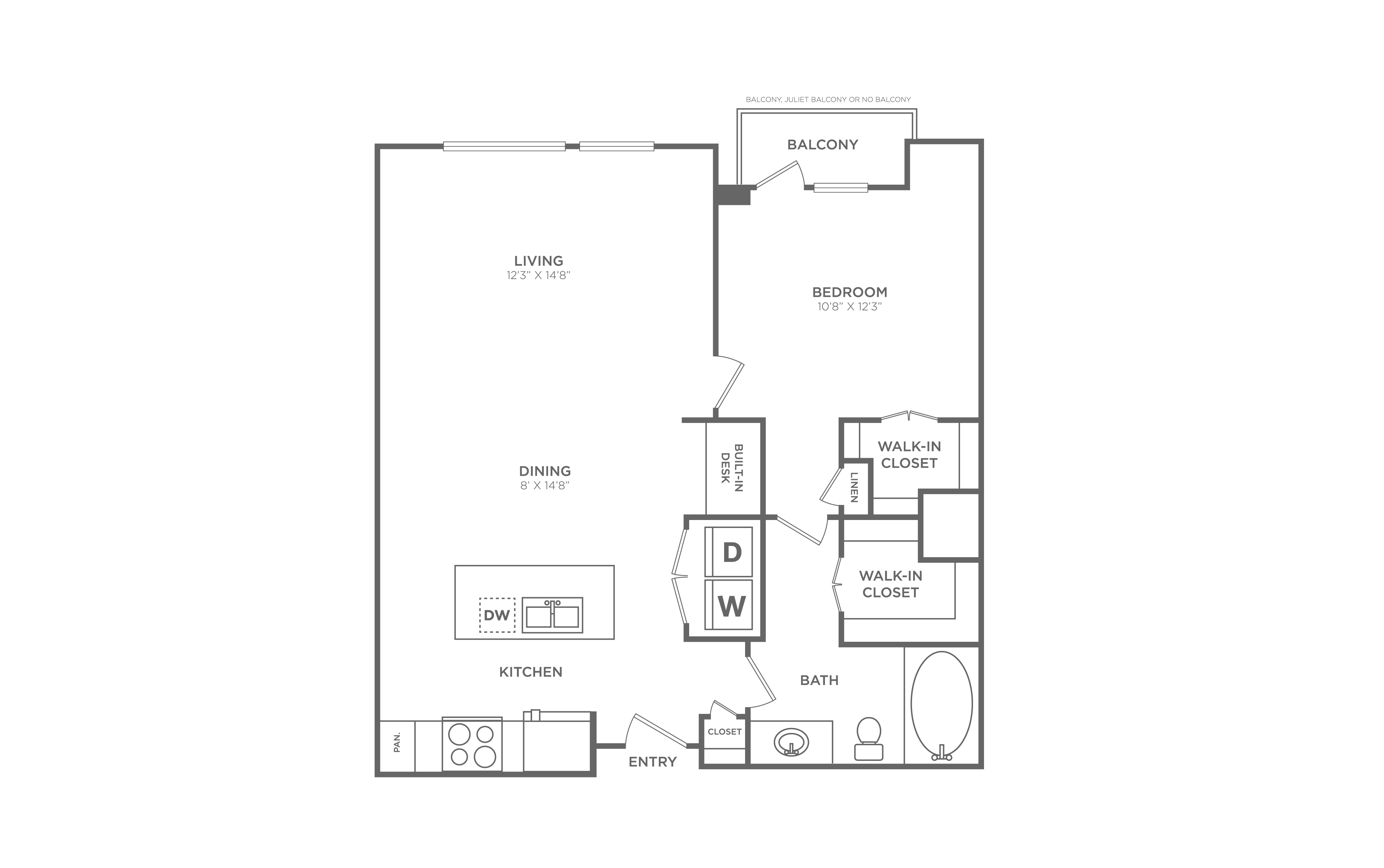 1 Bed/1 Bath - A16 floor plan