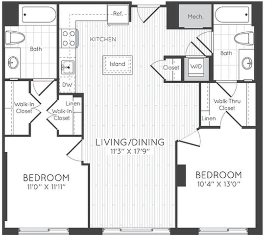 2 Bed/2 Bath floor plan