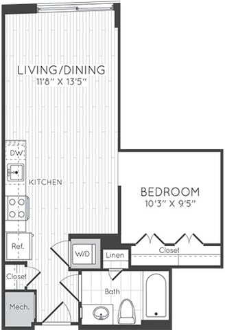 1 Bed/1 Bath floor plan