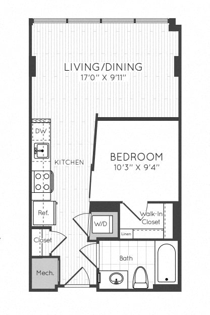 1 Bed/1 Bath floor plan