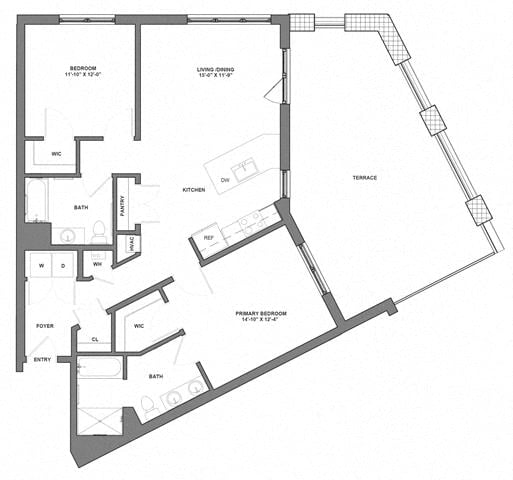 2 Bed/2 Bath-B2-1 floor plan
