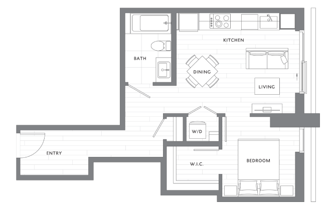 1 Bedroom 1 Bath A11 floor plan