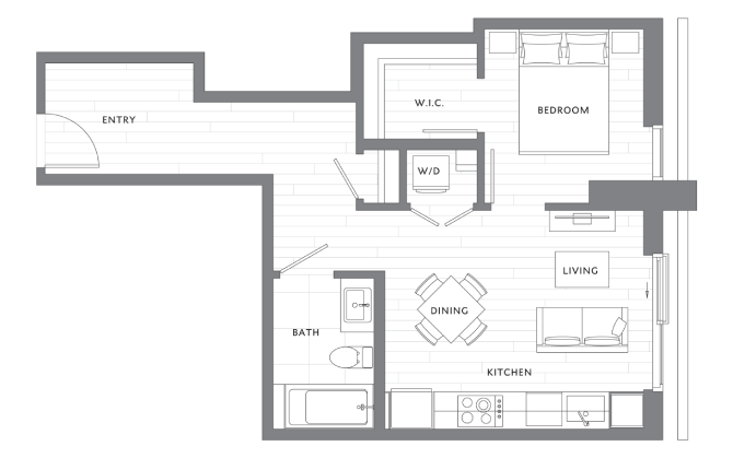 1 Bedroom 1 Bath A15 floor plan