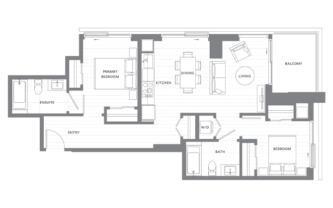 2 Bedroom 2 Bath B9 floor plan