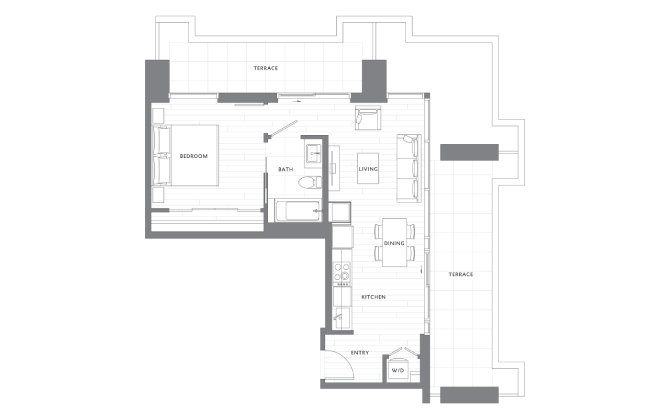1 Bedroom 1 Bath Den A20 floor plan